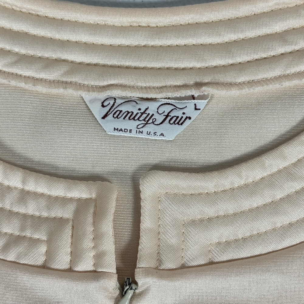 Vintage Vanity Fair Peach Nylon Zip Front House Coat Robe Lounge Dress Size L - Picture 7 of 13